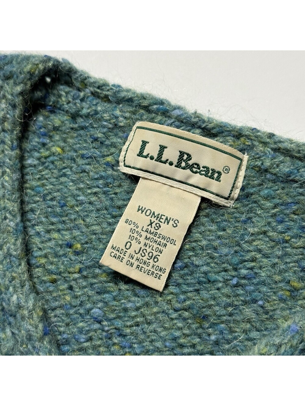 Vintage LL Bean Mohair Lambswool Blend Aqua Pullover Sweater Thick Knit Women XS - Picture 4 of 8